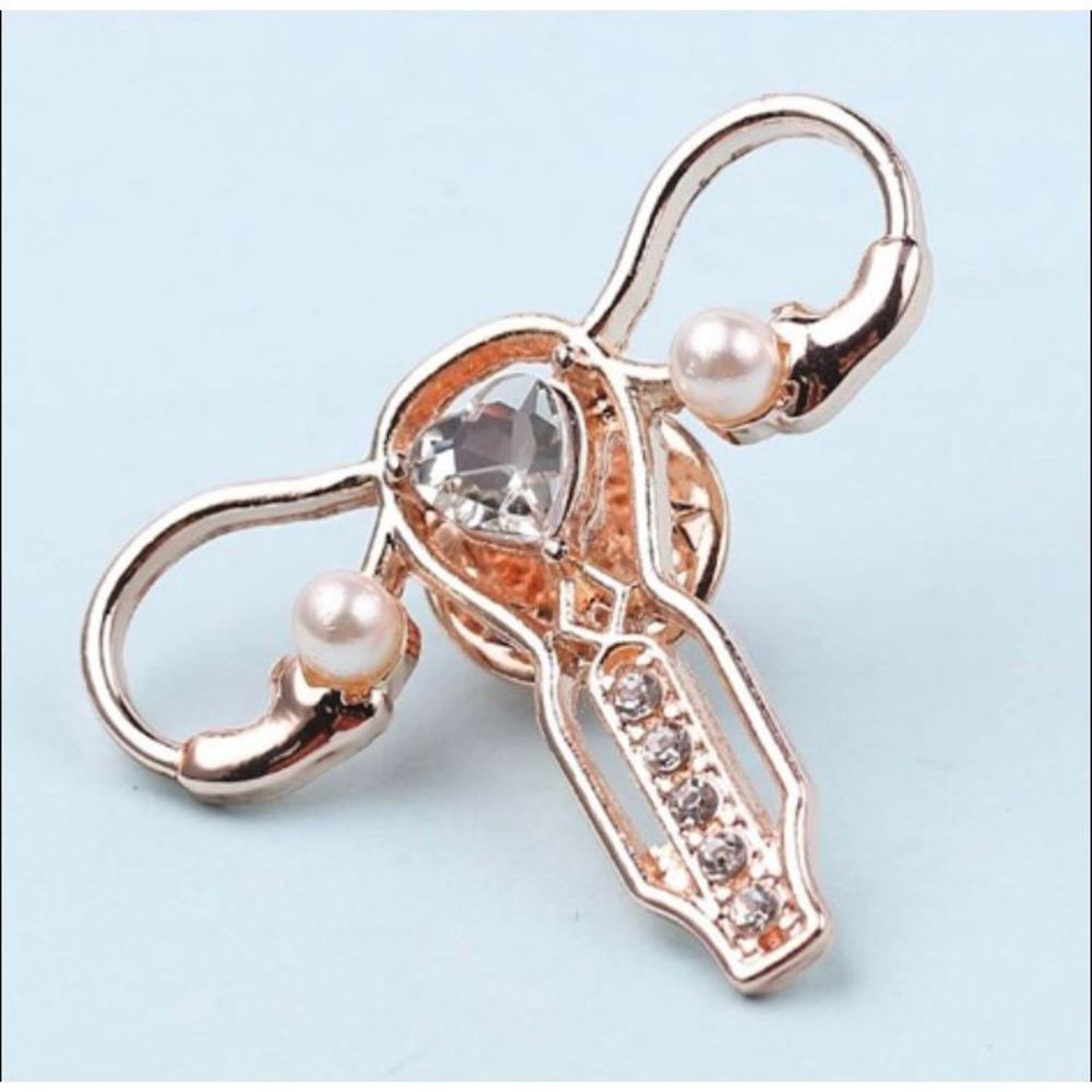 Female Reproductive Organs Pins -Rose Gold